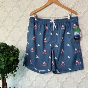 Trinity Collective Shark Print Swim Trunks
